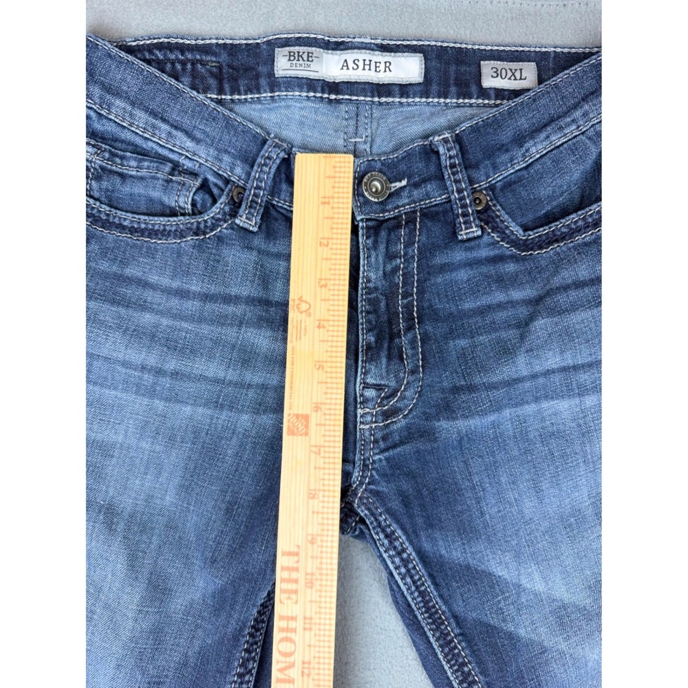 BKE Asher Slim Fit Dark Wash Jeans Mens 30XL Extra Long Paisley Cuff Stitching - Picture 2 of 11
